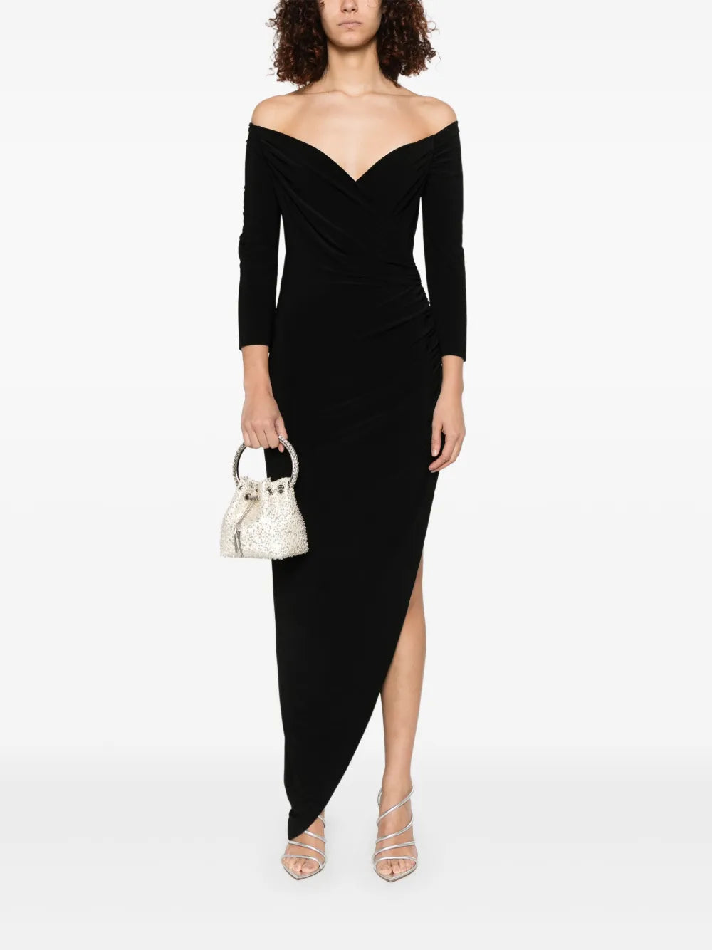 Side-Drape Off-Shoulder Gown