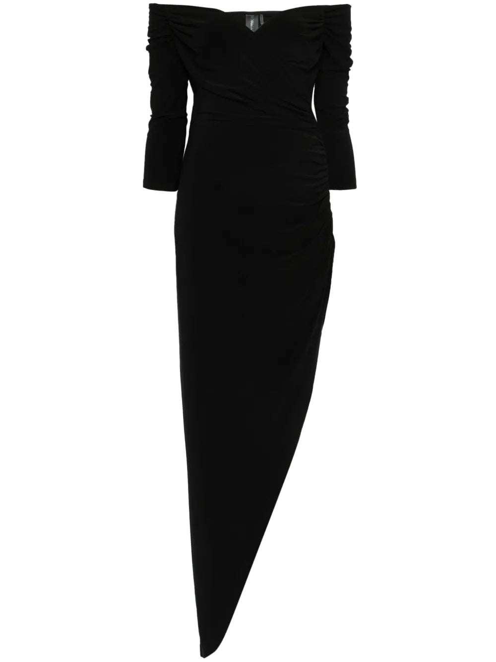 Side-Drape Off-Shoulder Gown