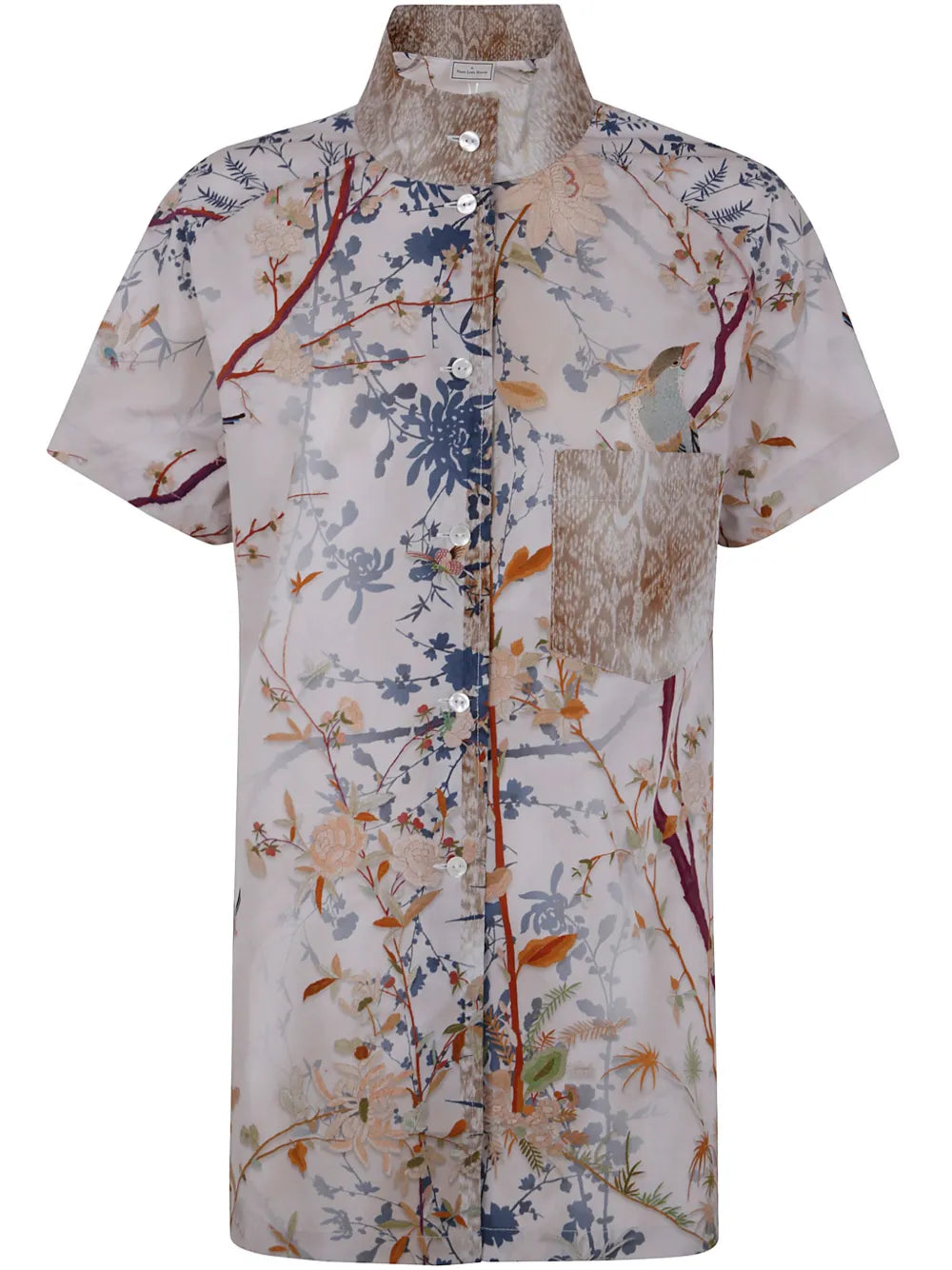 Floral-Print Button-Up Cotton Shirt