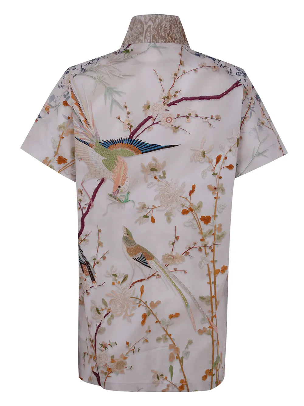 Floral-Print Button-Up Cotton Shirt