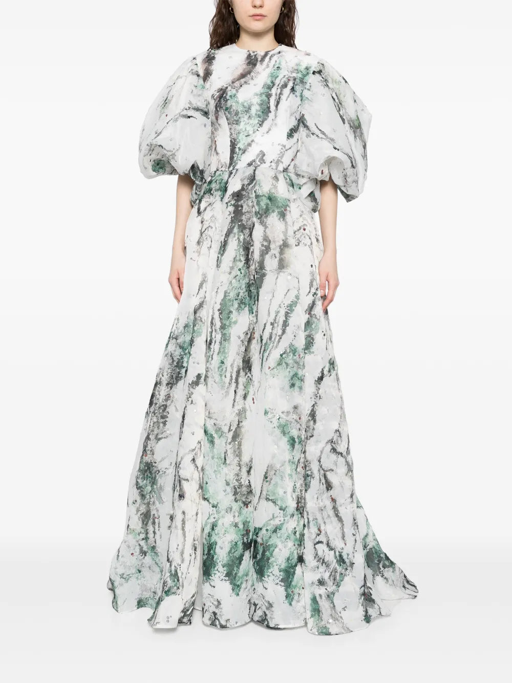 Printed Gazar Maxi Dress