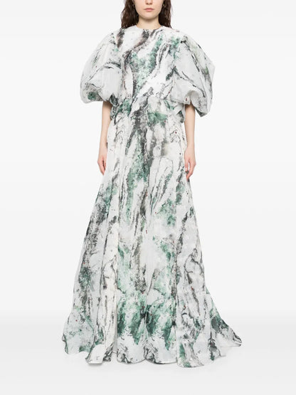 Printed Gazar Maxi Dress