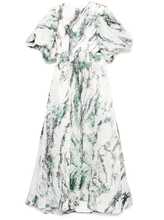 Printed Gazar Maxi Dress
