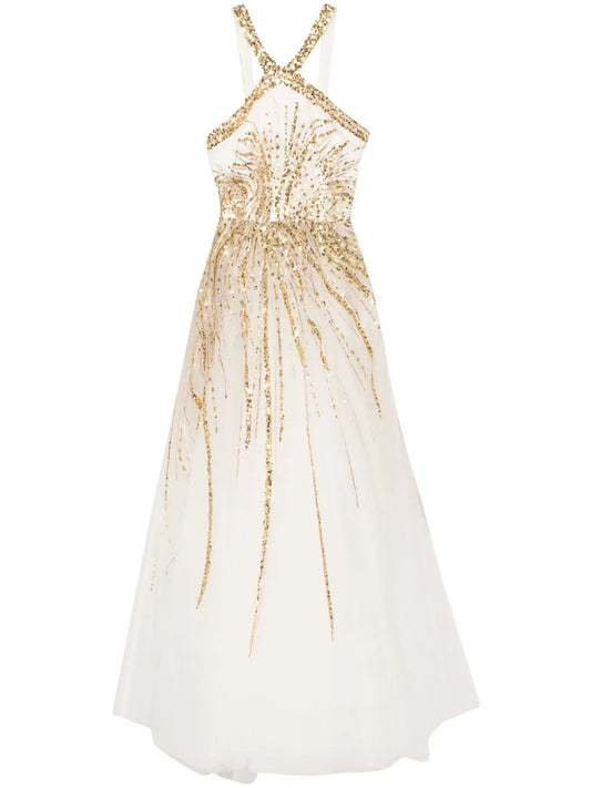 Bead-Embellished Tulle Dress