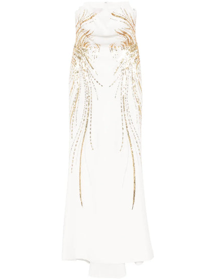 Bead-Embellished Crepe Dress