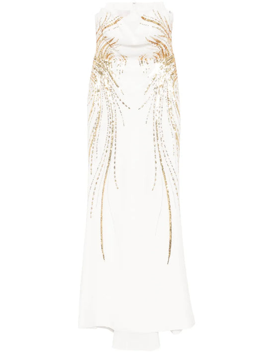 Bead-Embellished Crepe Dress
