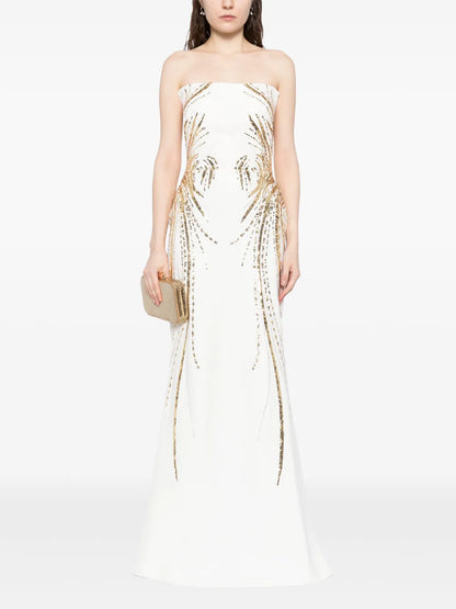Bead-Embellished Crepe Dress