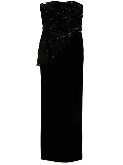 Bead-Embellished Crepe Dress