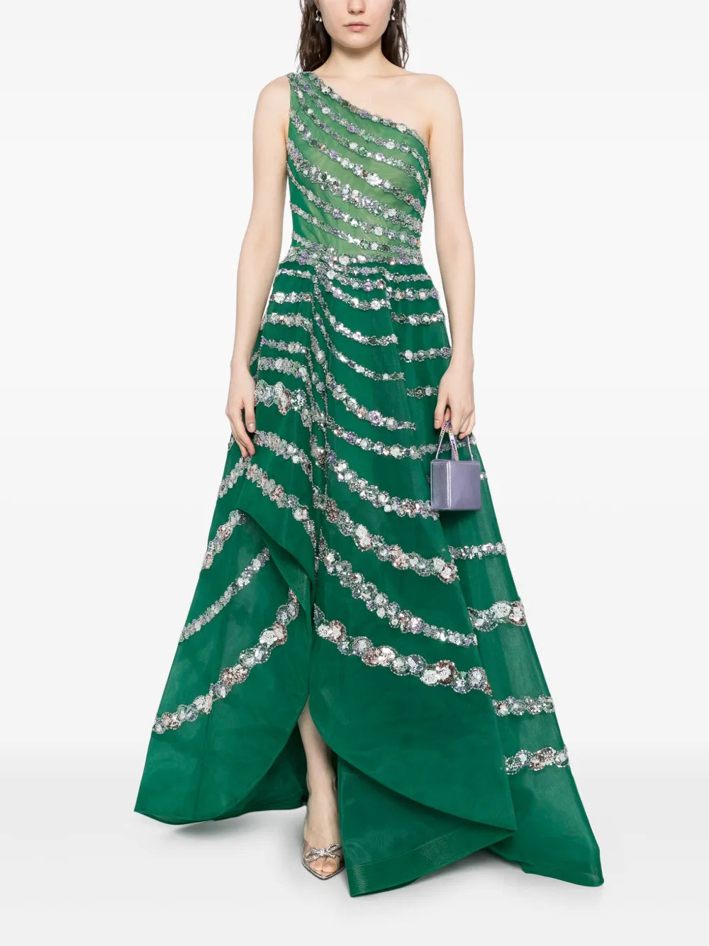 Bead-Embellished Asymmetric Dress