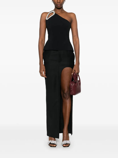 Crystal-Embellished One-Shoulder Top
