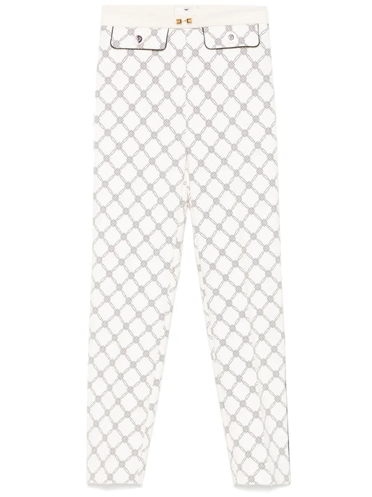 Diamond-Print Crepe Trousers