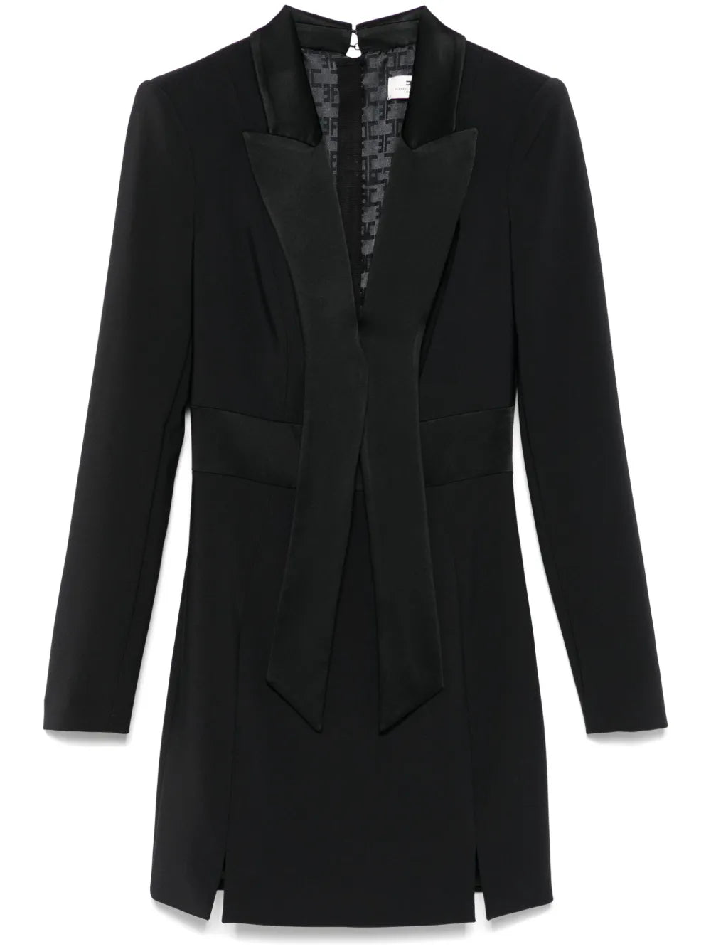 Satin-Lapels Crepe Mini Dress