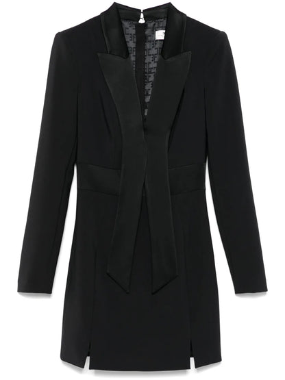 Satin-Lapels Crepe Mini Dress
