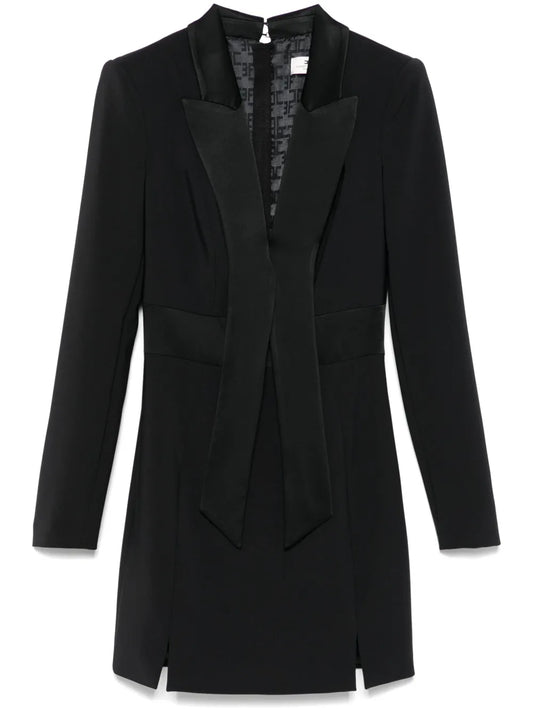 Satin-Lapels Crepe Mini Dress