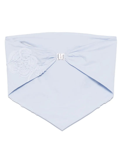 Floral-Appliqué Scarf Top