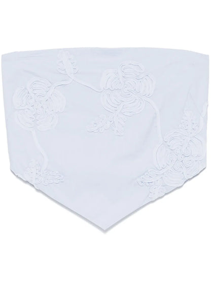 Floral-Appliqué Scarf Top