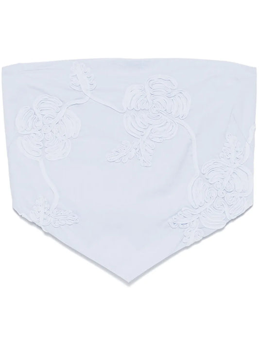 Floral-Appliqué Scarf Top