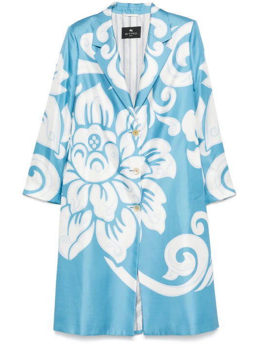 Graphic-Print Silk Coat