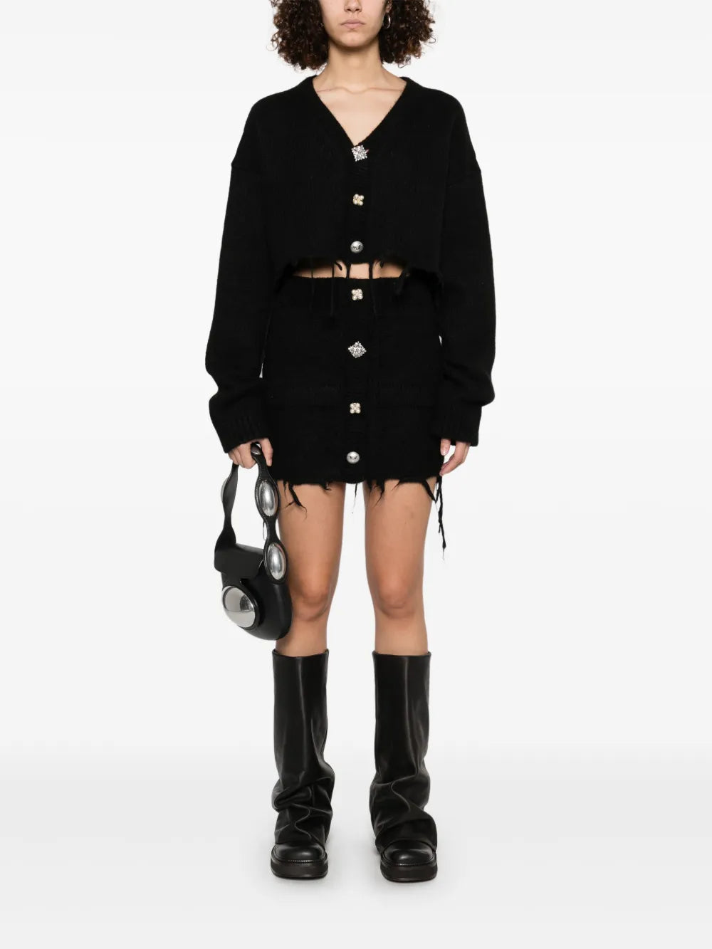Embellished-Buttons Mini Skirt