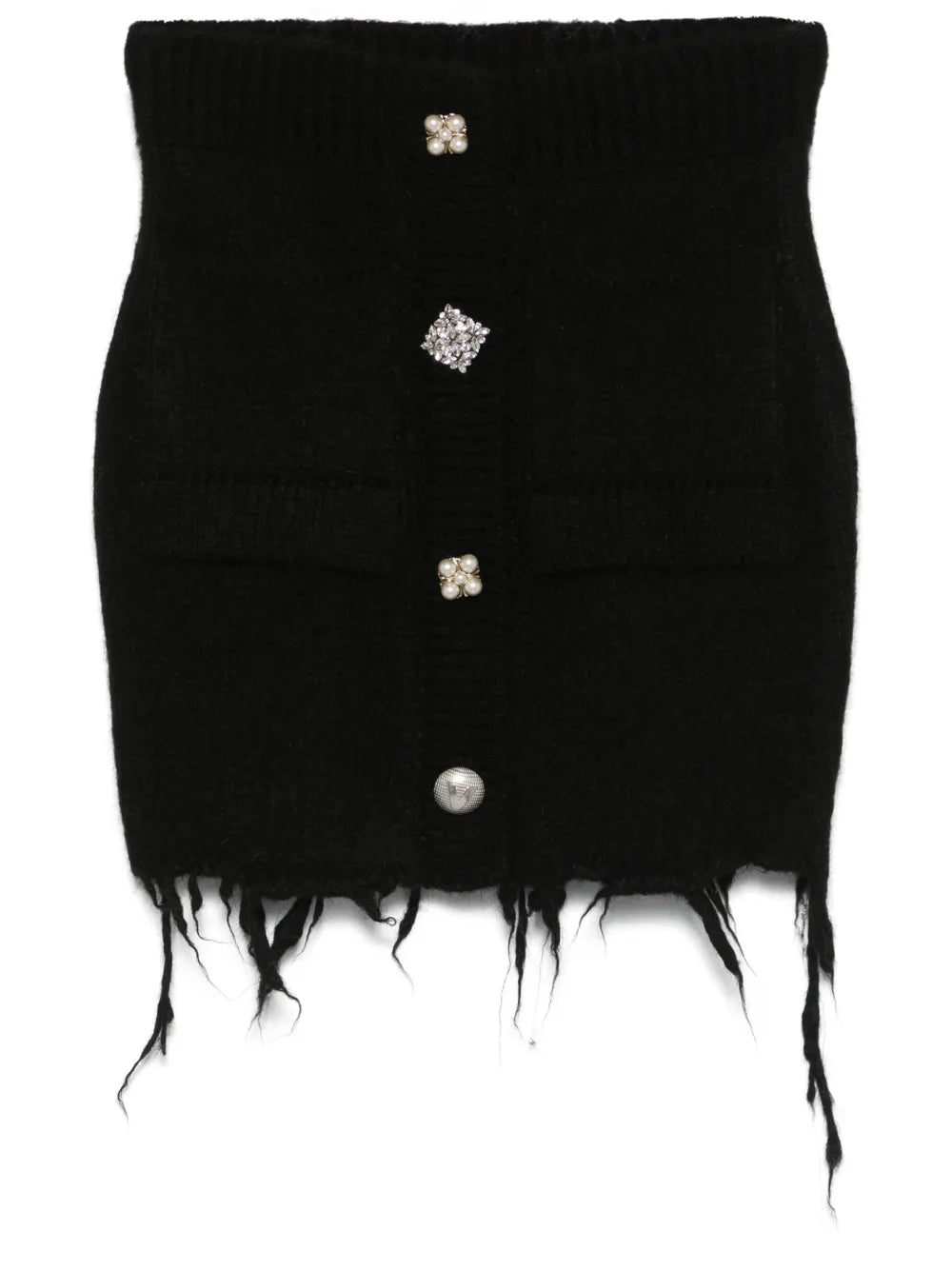 Embellished-Buttons Mini Skirt