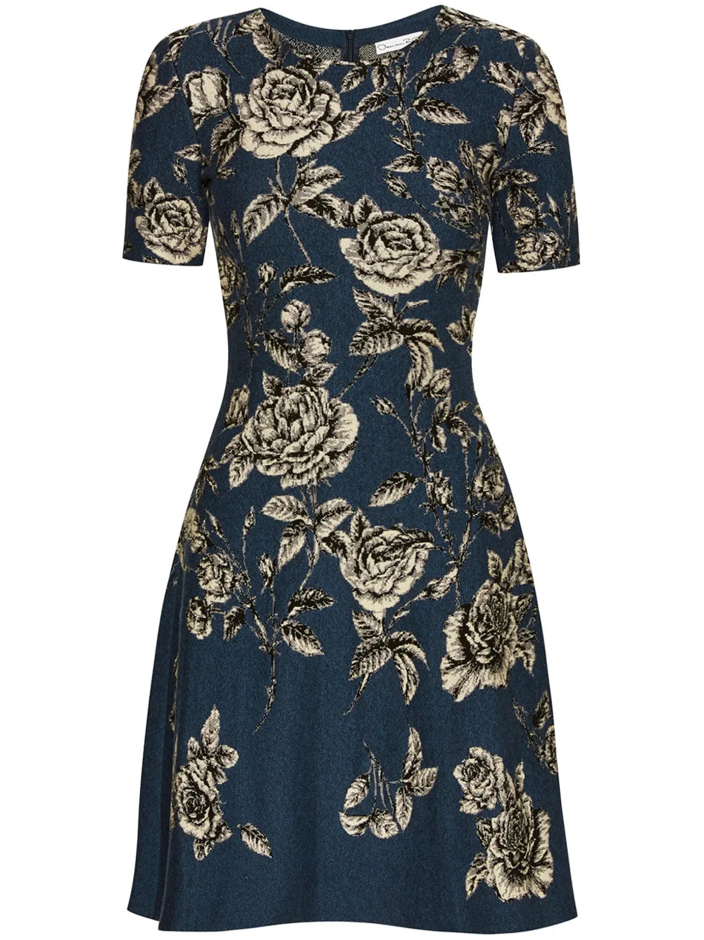 Rose-Print Jacquard Mini Dress