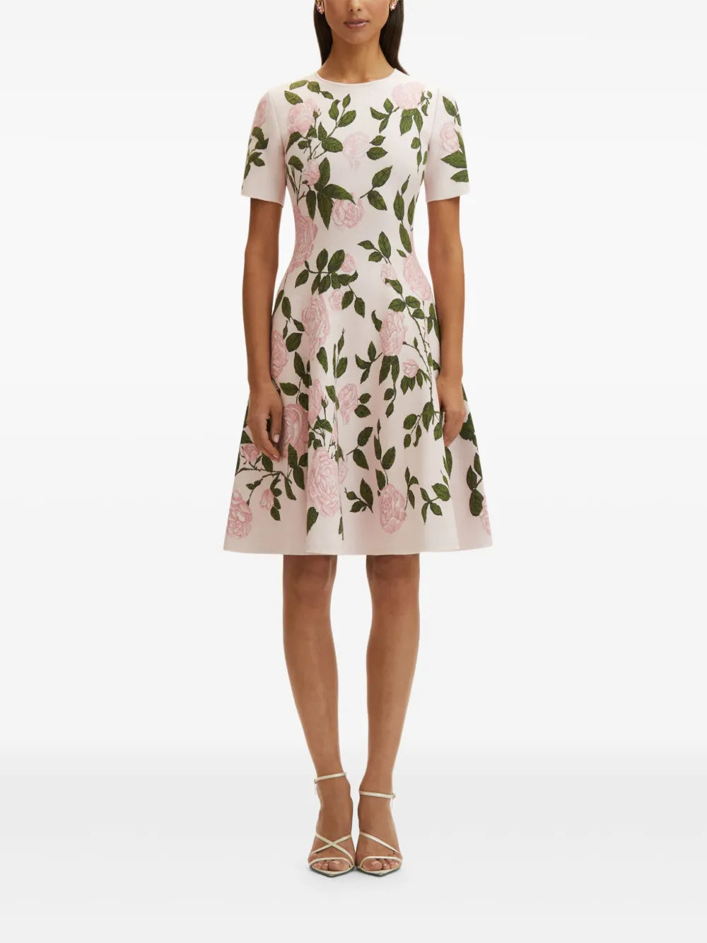 Rose-Jacquard Midi Dress
