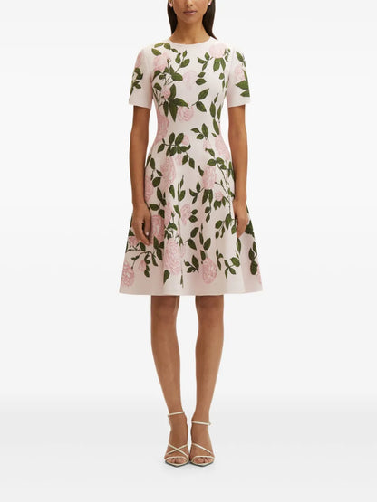 Rose-Jacquard Midi Dress