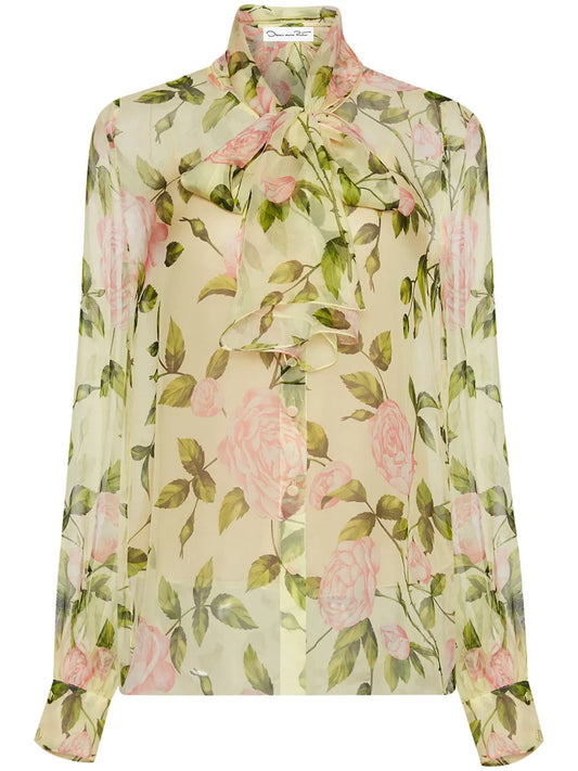 English Rose Silk Chiffon Blouse