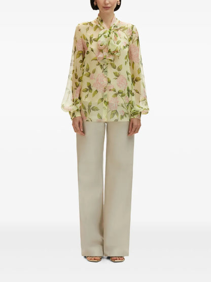 English Rose Silk Chiffon Blouse