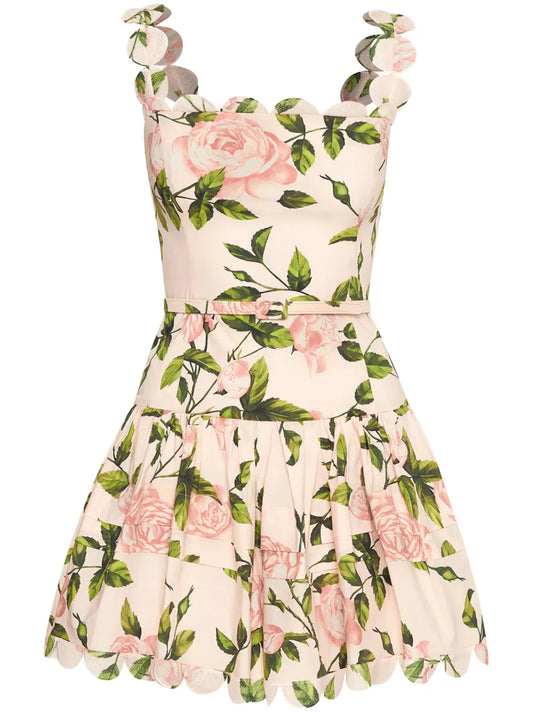 Rose-Print Poplin Mini Dress
