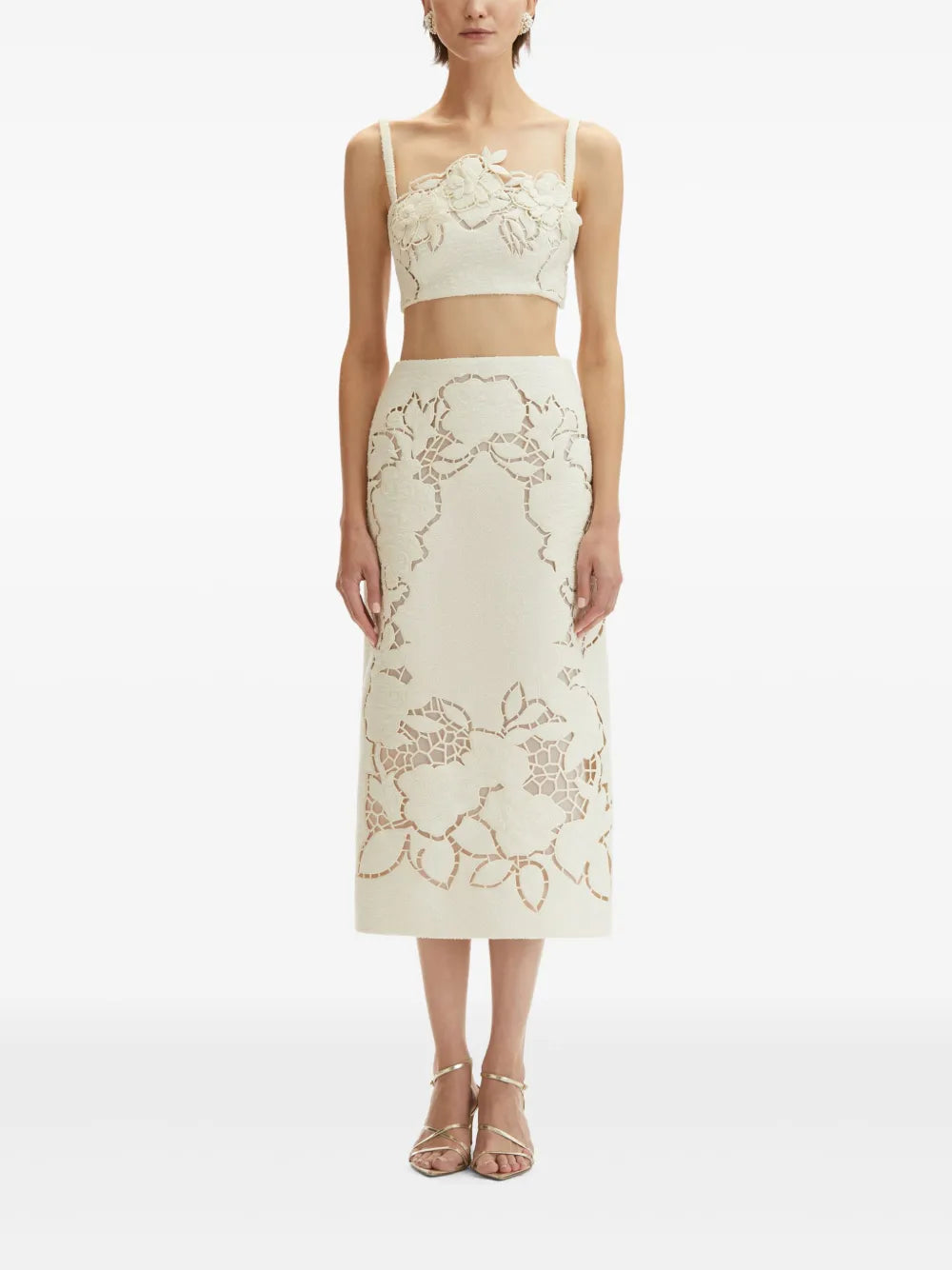 Rose Cut-Out Tweed Skirt