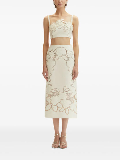 Rose Cut-Out Tweed Skirt