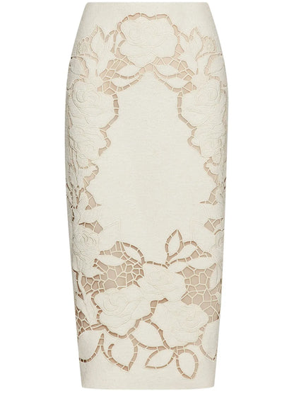 Rose Cut-Out Tweed Skirt