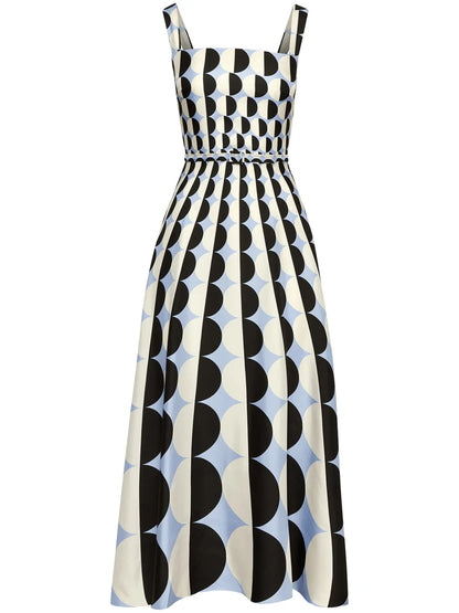 Geometric-Print Silk Maxi Dress
