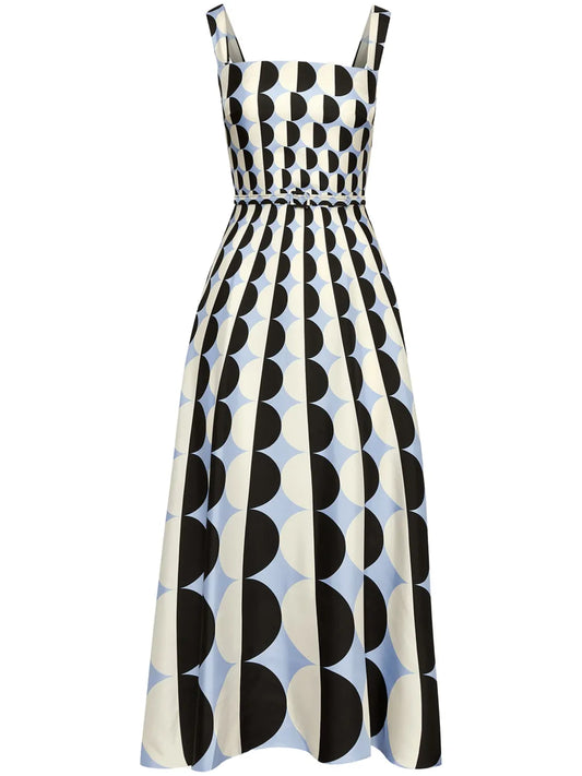 Geometric-Print Silk Maxi Dress