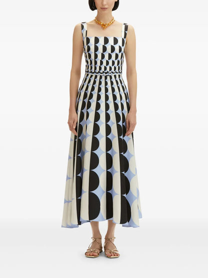 Geometric-Print Silk Maxi Dress