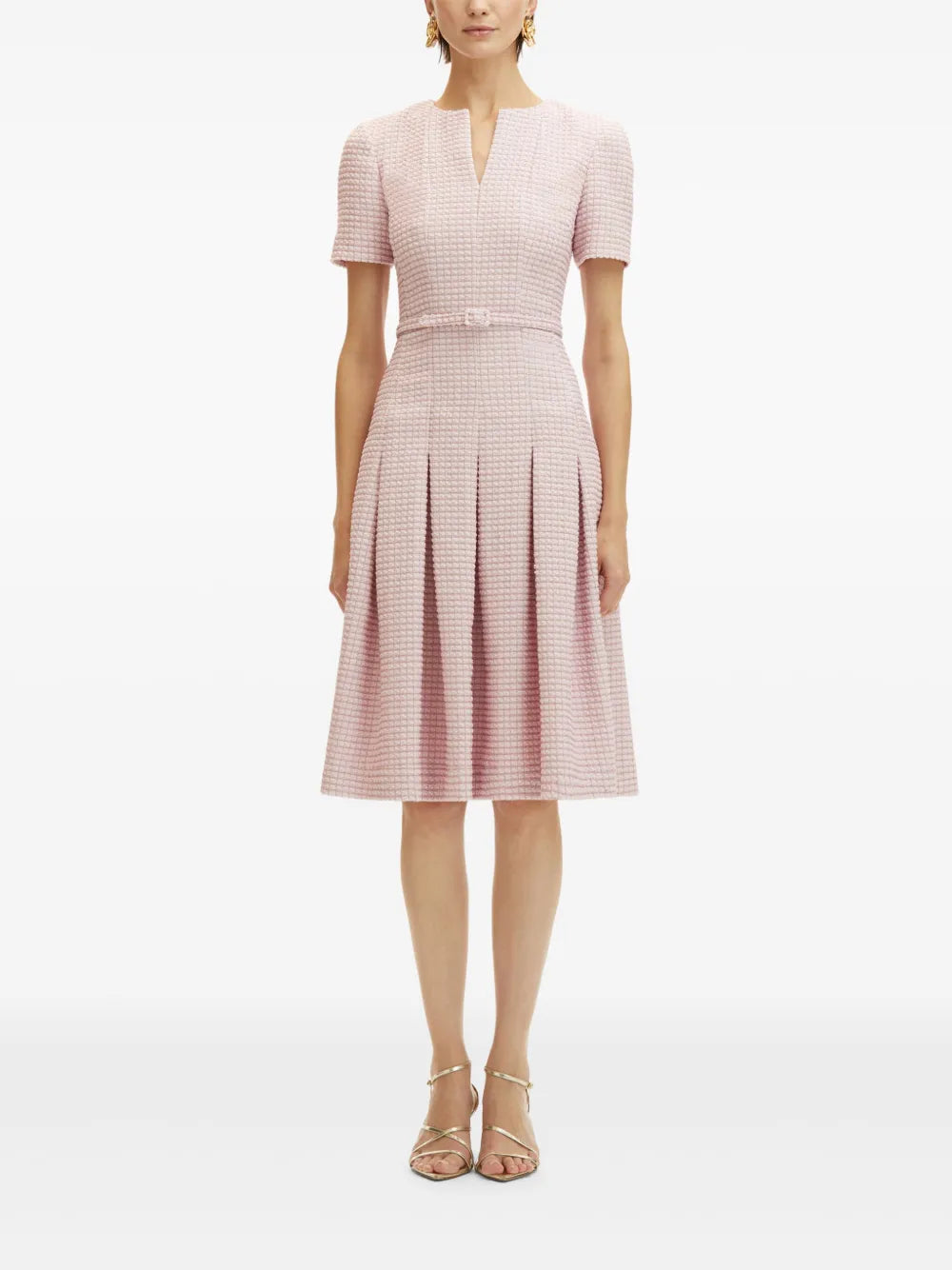 Checked Tweed Midi Dress