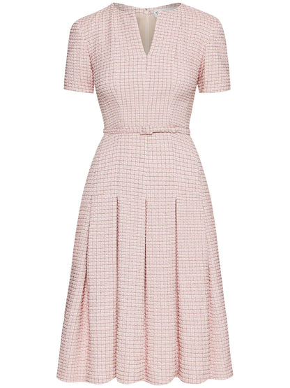 Checked Tweed Midi Dress