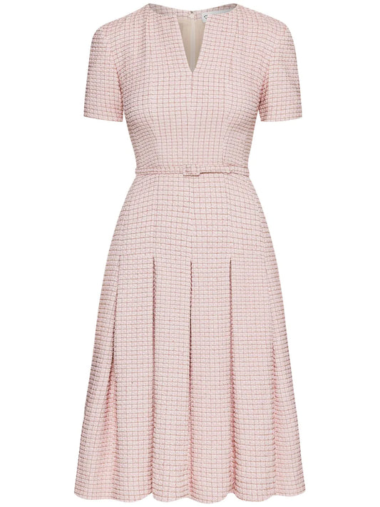 Checked Tweed Midi Dress