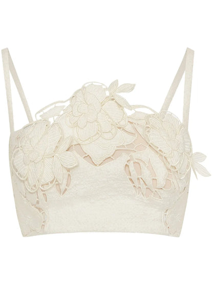 Rose Cut-Out Tweed Top