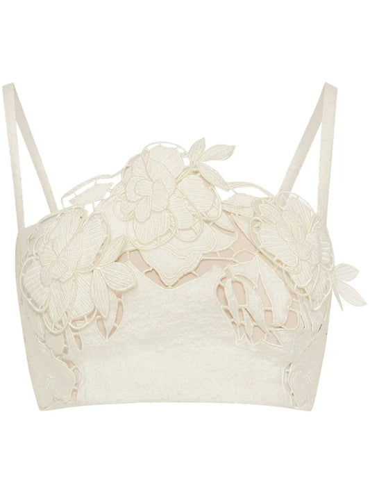 Rose Cut-Out Tweed Top