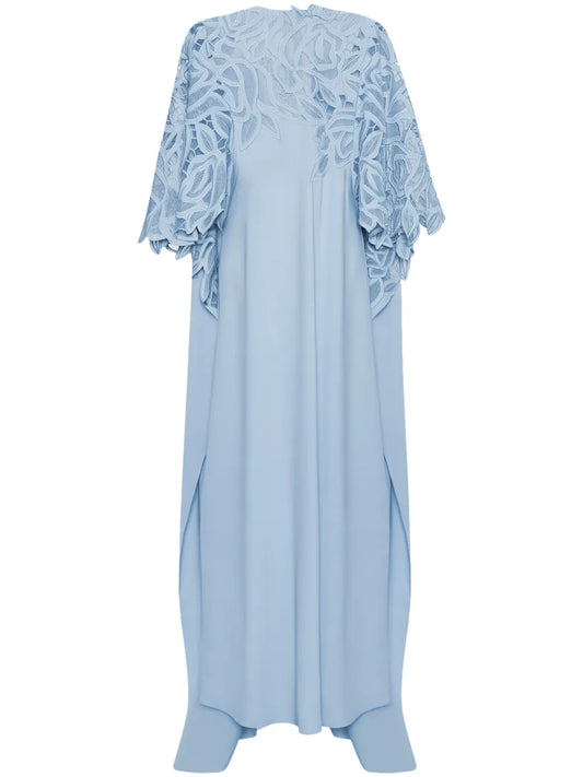 Rose-Motif Cut-Out Kaftan Dress