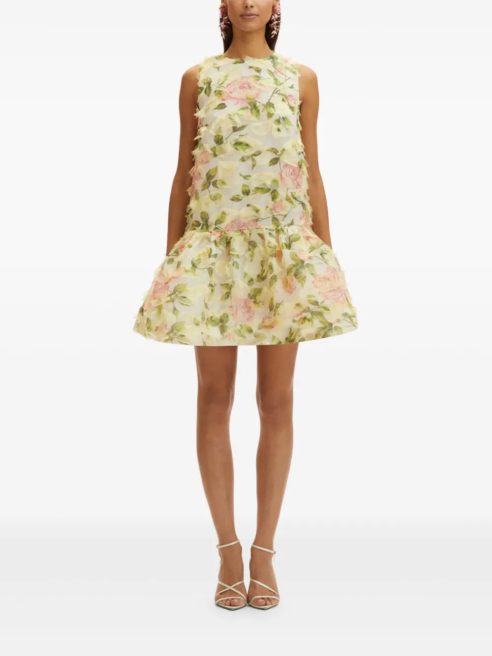 Rose-Print Fil-Coupé Mini Dress