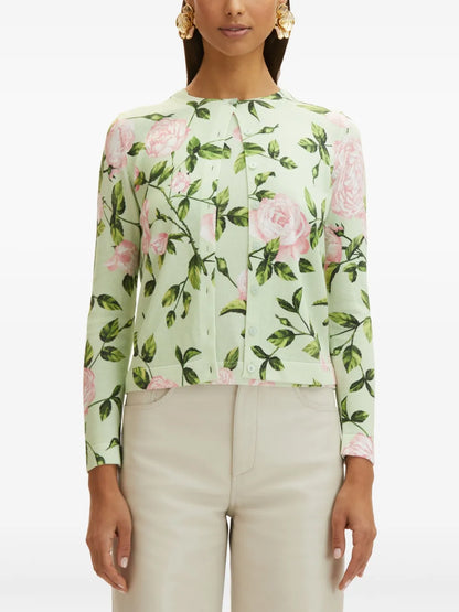 English Rose Print Cardigan