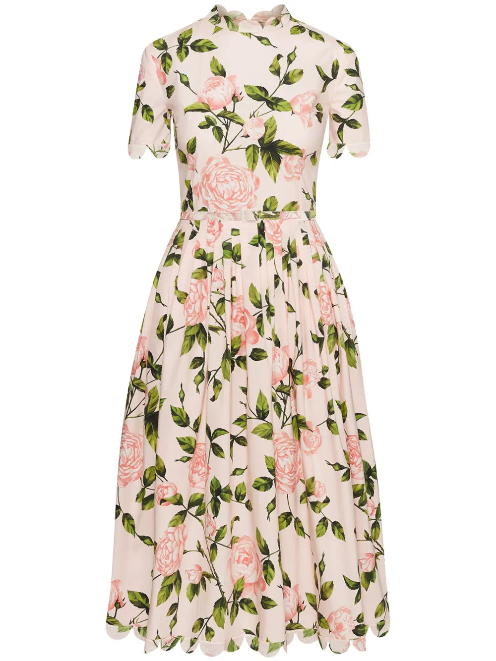 Rose-Print Poplin Midi Dress