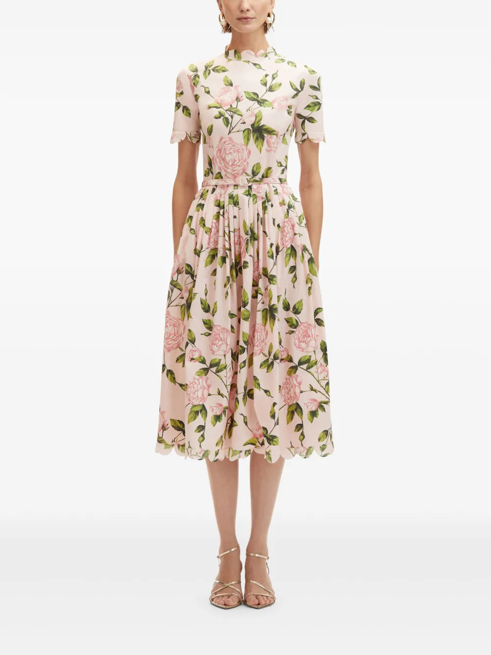 Rose-Print Poplin Midi Dress