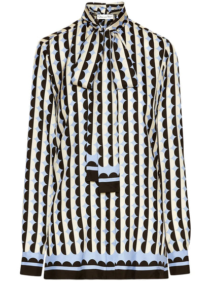 Geometric Circle Silk Twill Blouse