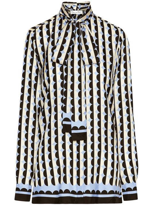 Geometric Circle Silk Twill Blouse