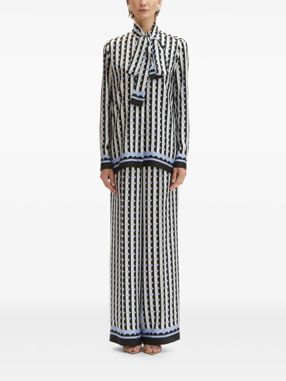 Geometric Circle Silk Twill Blouse