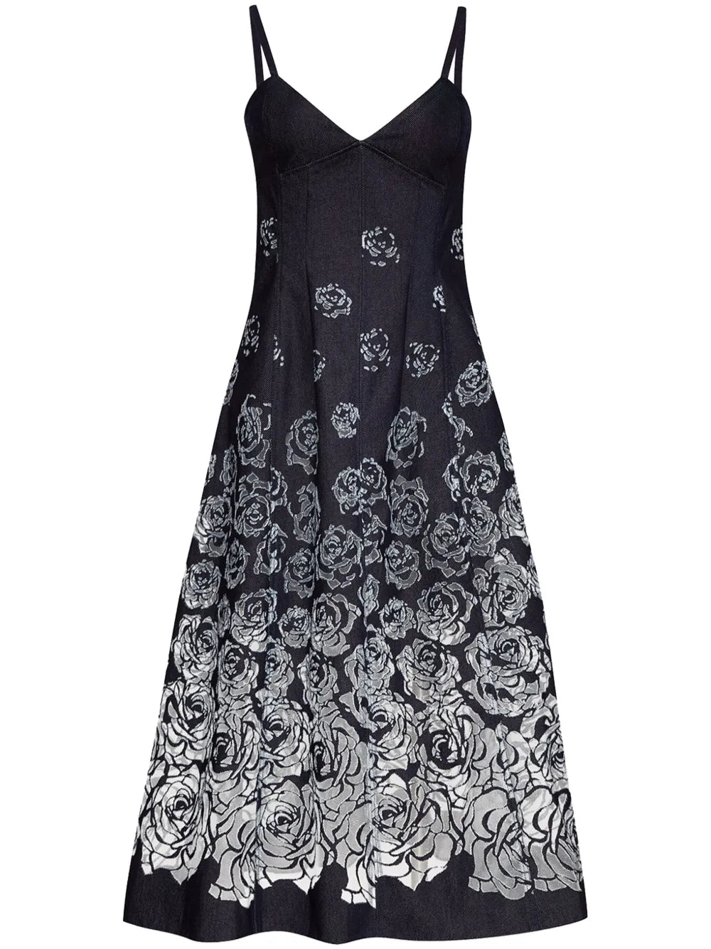 Devoré-Effect Denim Midi Dress